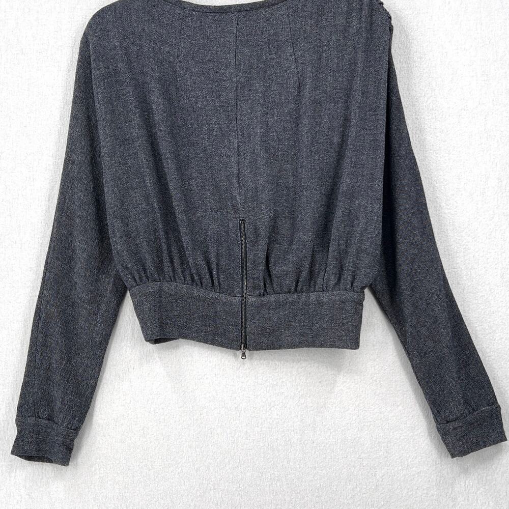 RACHEL COMEY Frances Top Womens 2 Navy Clarion Textured Wrap Long Sleeve Blouse - Picture 9 of 16